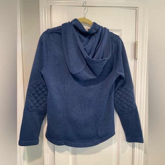 Eddie Bauer Size M Sweater Fleece Full Zip Hooded Quilted Mock Neck Jacket - Picture 10 of 13